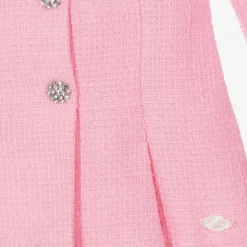 Girls Pink Tweed & Diamanté Dress