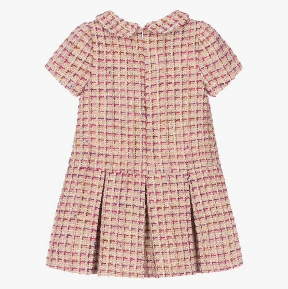 Girls Pink Tweed Dress
