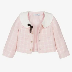 Girls Pink Tweed Jacket