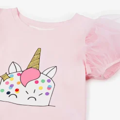 Girls Pink Unicorn Cake T-Shirt