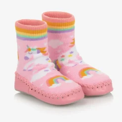 Girls Pink Unicorn Slipper Socks