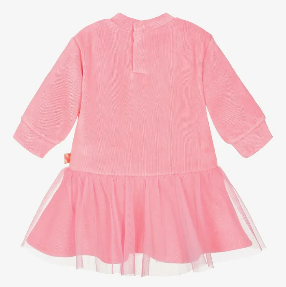 Girls Pink Velour & Tulle Unicorn Dress