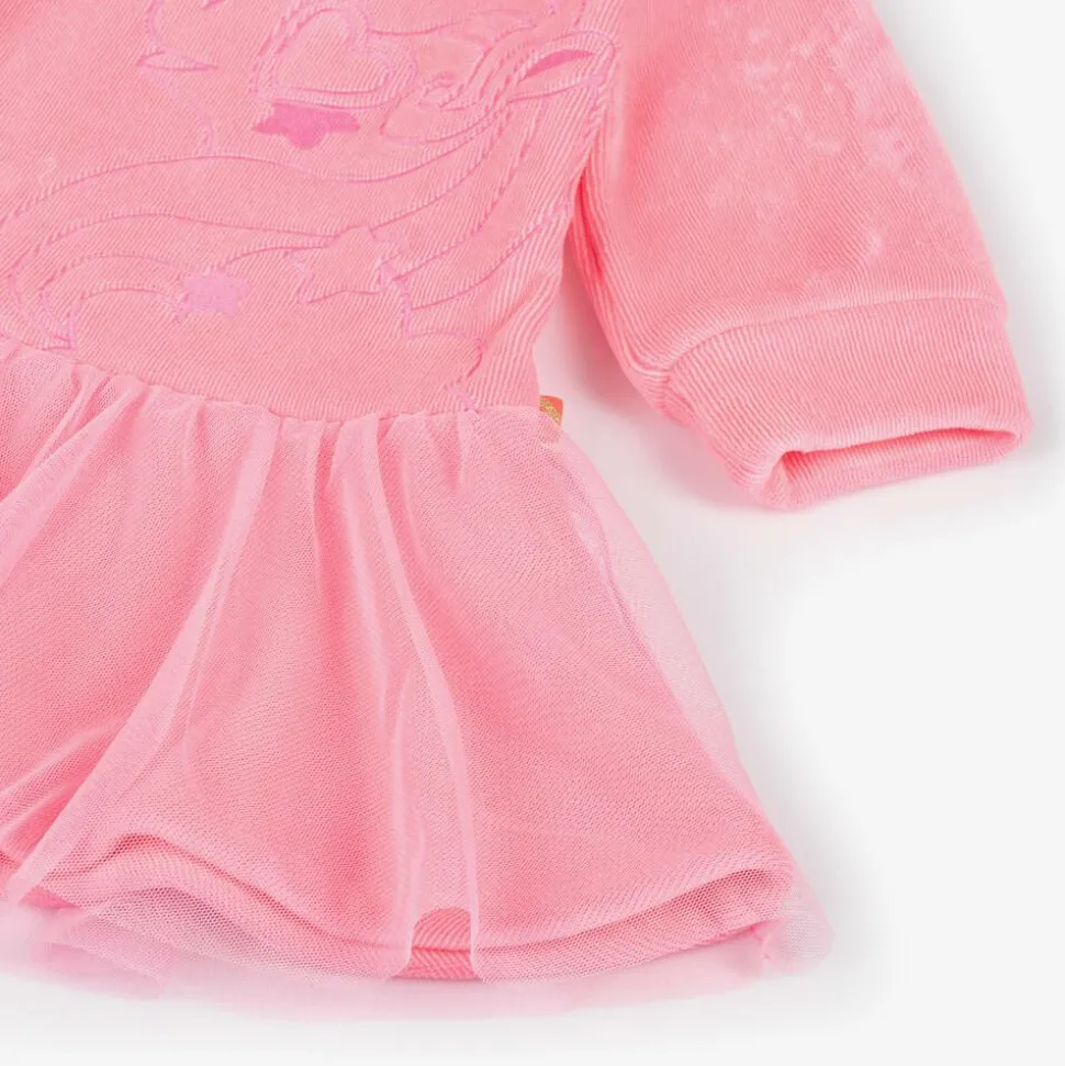 Girls Pink Velour & Tulle Unicorn Dress