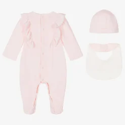 Girls Pink Velour Babysuit Set