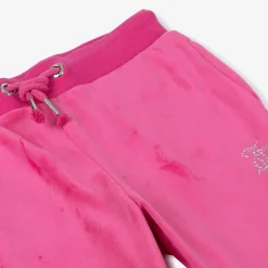 Girls Pink Velour Flared Joggers