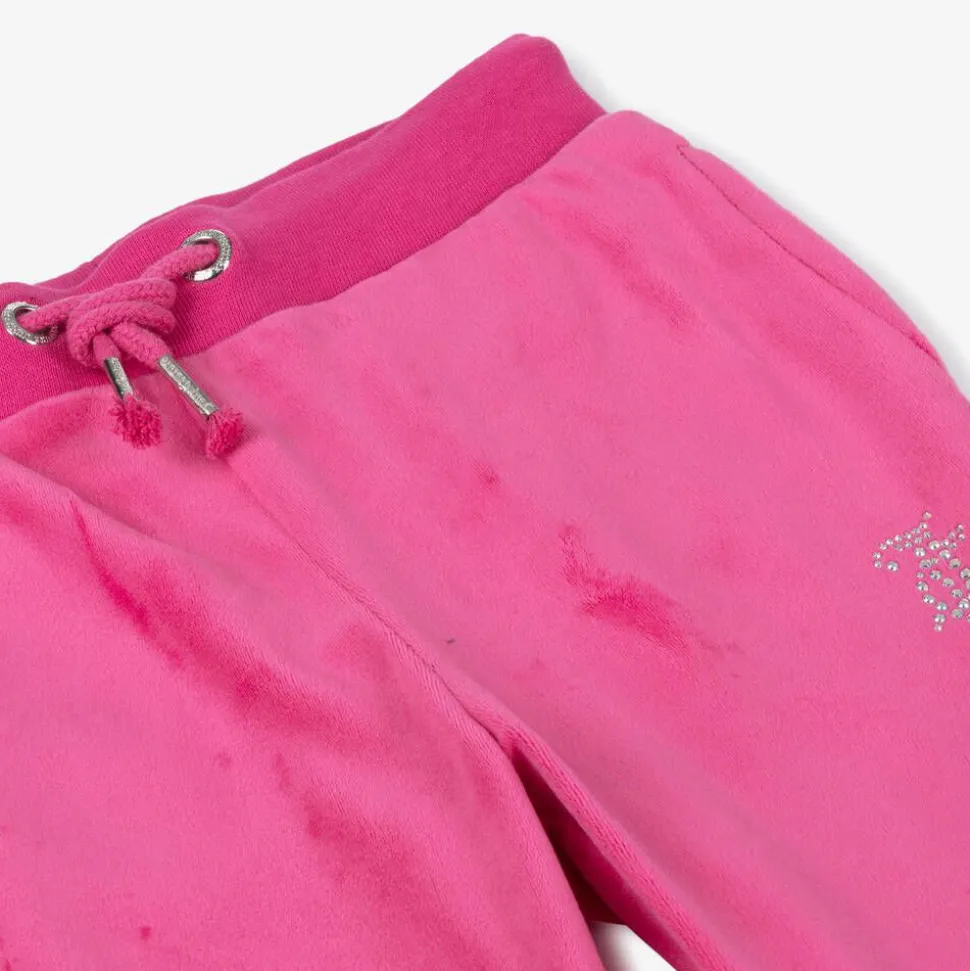 Girls Pink Velour Flared Joggers