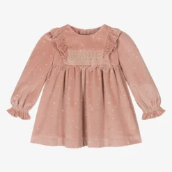 Girls Pink Velour Star Dress