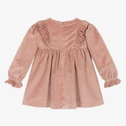 Girls Pink Velour Star Dress