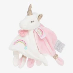 Girls Pink Velour Unicorn Doudou (20cm)