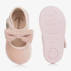 Girls Pink Velvet Bow Shoes