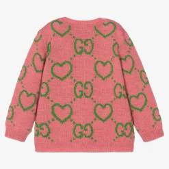 Girls Pink Wool GG Sweater