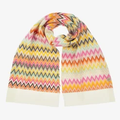 Girls Pink Wool Knit Zigzag Scarf