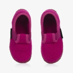Girls Pink Wool Slippers