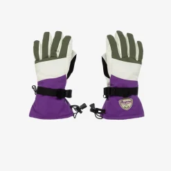 Girls Purple & Green Padded Ski Gloves