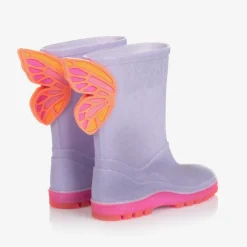 Girls Purple Butterfly Rain Boots