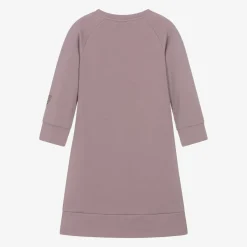 Girls Purple Cotton EA7 Sweatshirt Dress