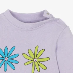 Girls Purple Cotton Flower Sweatshirt