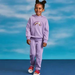 Girls Purple Cotton Sequin Rainbow Tracksuit