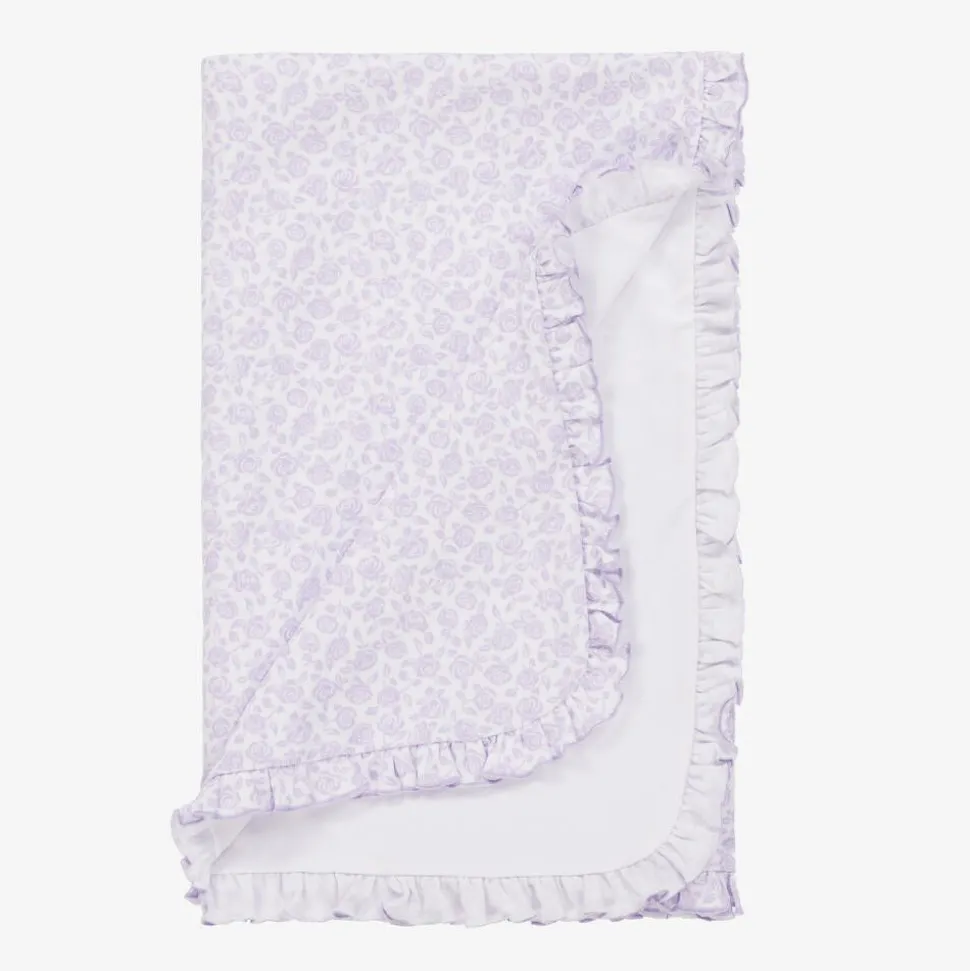 Girls Purple Cotton Summer Gardens Blanket (73cm)