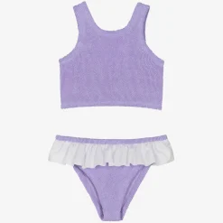 Girls Purple Crinkle Frill Bikini