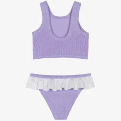 Girls Purple Crinkle Frill Bikini