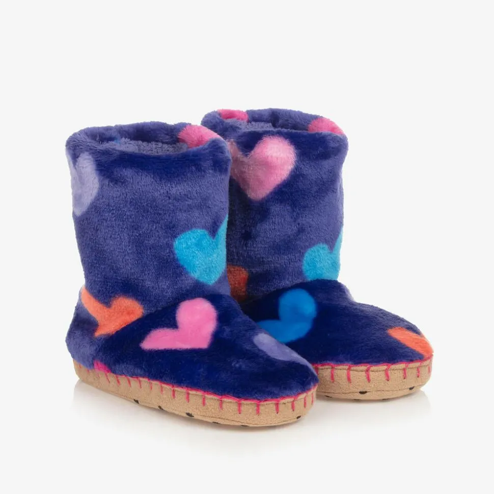 Girls Purple Heart Slippers