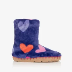 Girls Purple Heart Slippers