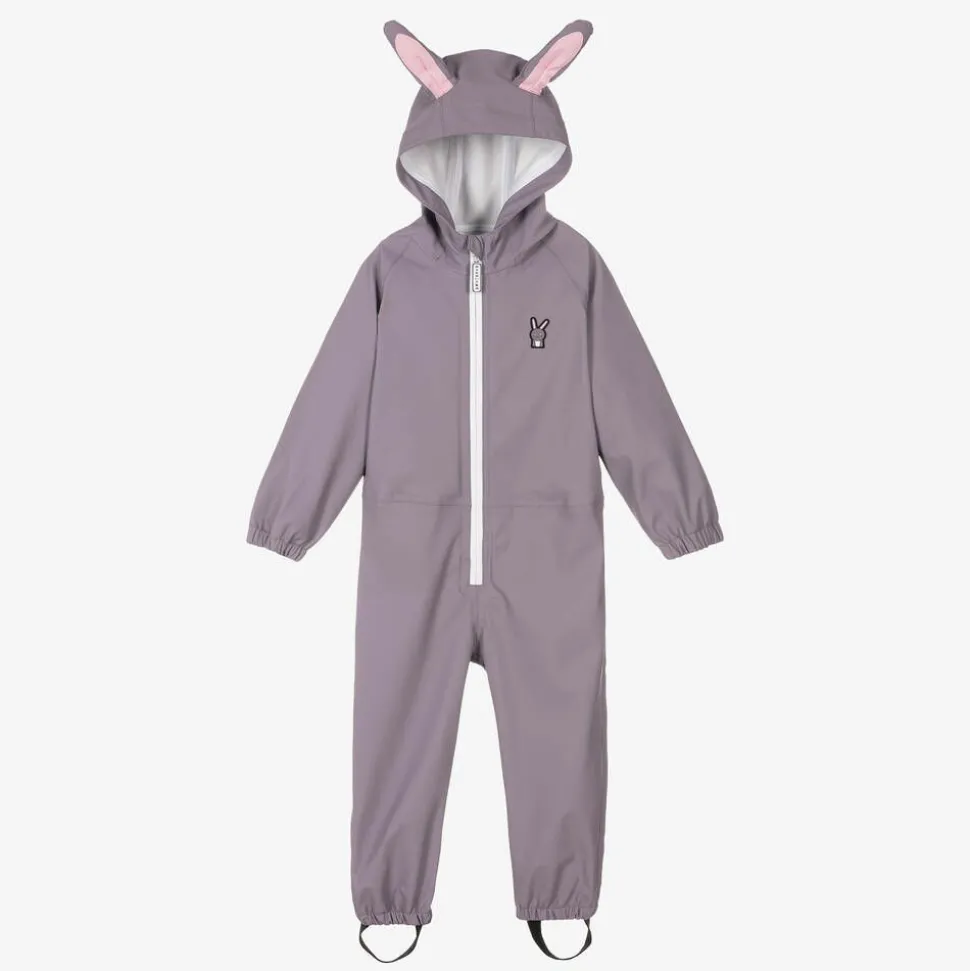 Girls Purple Hop The Bunny Rainsuit