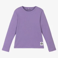 Girls Purple Organic Cotton Ribbed Top