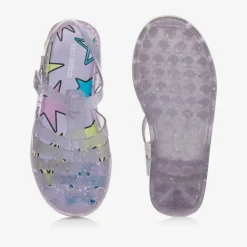 Girls Purple Star Glitter Jelly Sandals