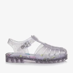Girls Purple Star Glitter Jelly Sandals