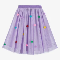 Girls Purple Tulle Pom-Pom Skirt
