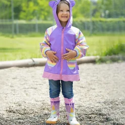 Girls Purple Unicorn Raincoat