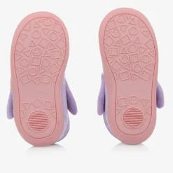 Girls Purple Unicorn Velcro Slippers