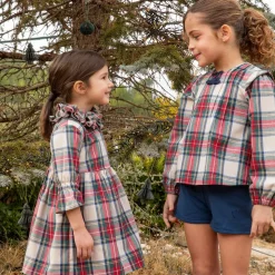 Girls Red & GreenTartan Cotton Dress Set