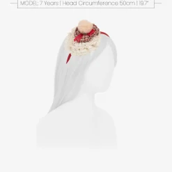 Girls Red & Ivory Lace Rosette Hairband