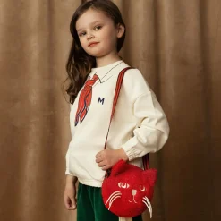 Girls Red Bouclé Cat Bag (15cm)