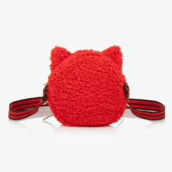 Girls Red Bouclé Cat Bag (15cm)