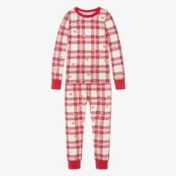 Girls Red Check Cotton Heart Pyjamas
