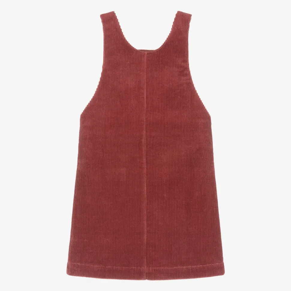Girls Red Corduroy Pinafore Dress