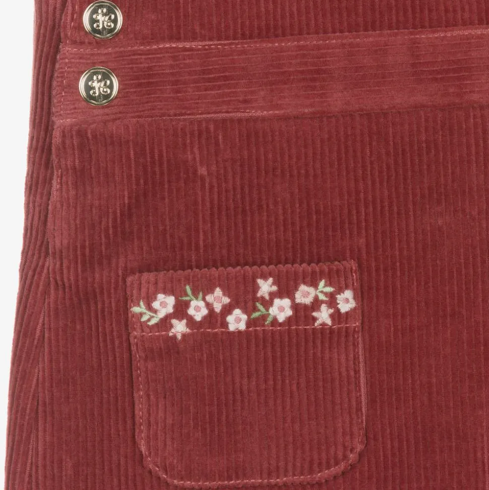 Girls Red Corduroy Pinafore Dress