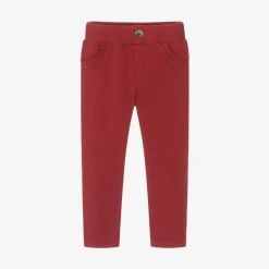 Girls Red Cotton Jersey Trousers