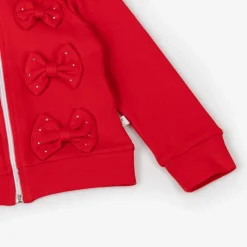 Girls Red Cotton Tracksuit Set