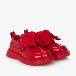 Girls Red Faux Patent Leather Loafers