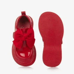 Girls Red Faux Patent Leather Loafers