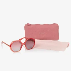 Girls Red Hexagonal Sunglasses