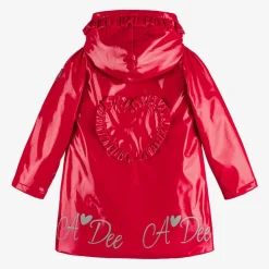 Girls Red Hooded Raincoat