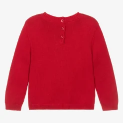 Girls Red Knit Teddy Bear Jumper