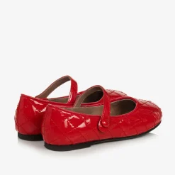 Girls Red Patent Leather Quilted Shoes