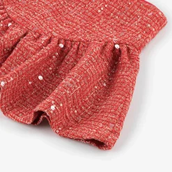 Girls Red Sequinned Tweed Skirt